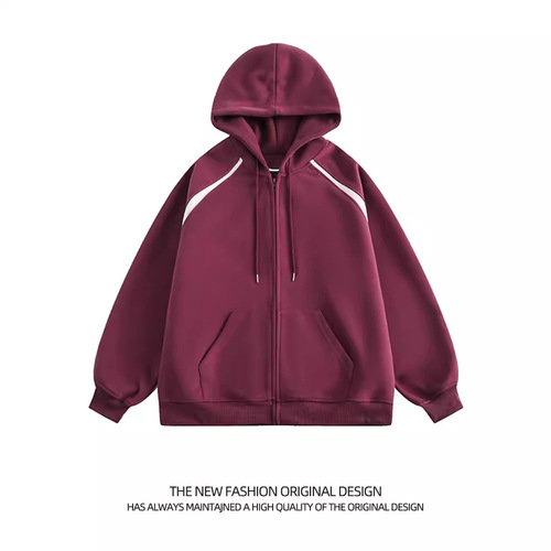 American Heavyweight Grey Hooded Sweatshirt Jacket for Men, Trendy Brand, Loose Oversize, Spliced Contrast Color Zip-Up