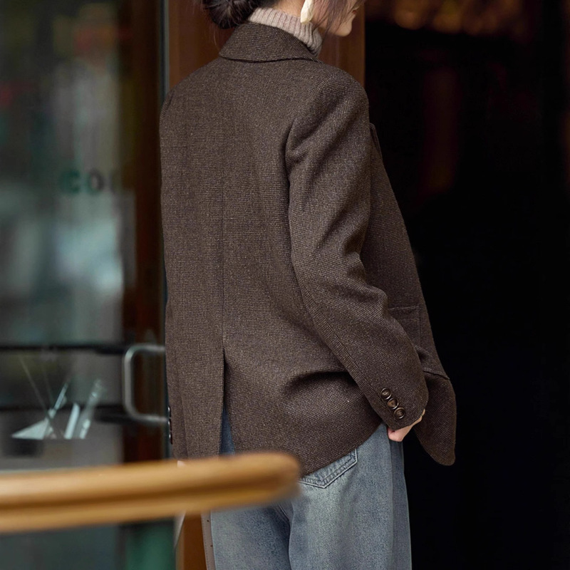 复古英伦刺绣西装外套女2025年秋冬优雅大方得体西服上衣|undefined