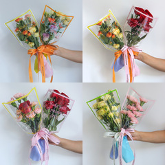 彩色邊框多支袋義烏工廠批發玫瑰花包花袋透明袋單枝袋鮮花包裝袋
