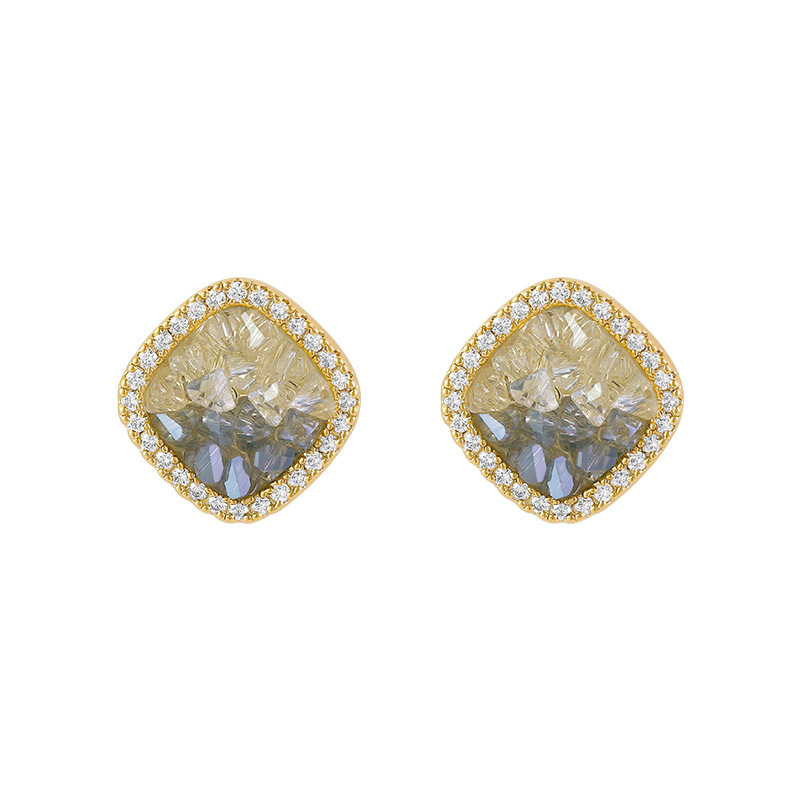 Square geometric crystal earings