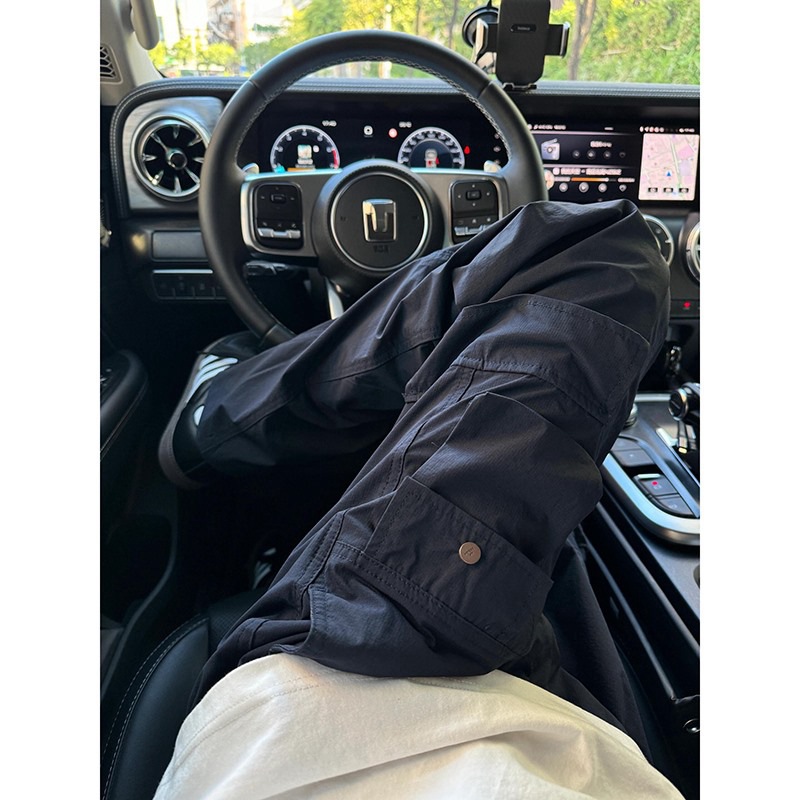 Multi-Pocket navy blue All-Match Sports Wide-Leg Pants Men's Spring and Autumn American Style High Street Handsome Workwear Straight Casual Pants