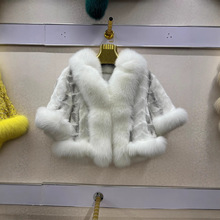 工厂现货秋冬季新品奢华水貂毛皮披肩2025狐狸毛领拼貂皮草外套女