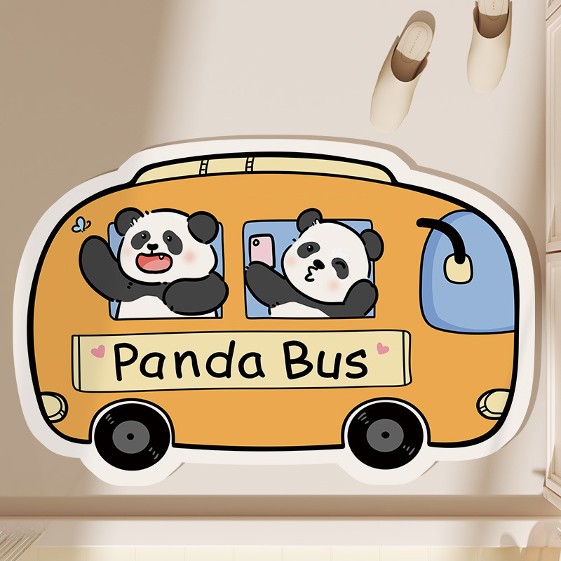 Cute cartoon animal bus diatom mud absorbent floor mat non-slip wear-resistant floor mat bathroom toilet floor mat wholesale