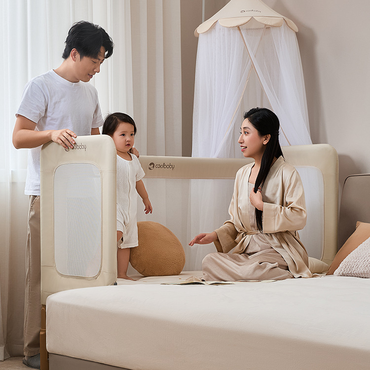 Coolbaby Modular Children's Bed, Crib with Extended Side, Can Be Used by Adults, with Heightened Guardrails and Adjustable Height