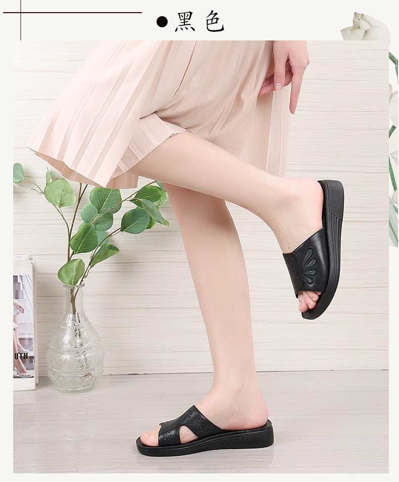 C4736 1220K GIÀY DÉP LÊ NỮ RUITDT ĐẾ MỀM MÙA HÈ TRUNG NIÊN THÊU HỌA TIẾT HOA GIÀY DÉP NỮ DA BÒ G04 SẢN PHẨM MỚI