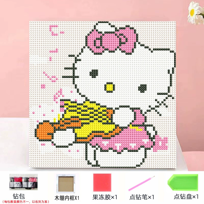 Набор алмазной мозаики DIY Kuromi и мультфильмы 20×20 см, рамка-наклейка, детское творчество
