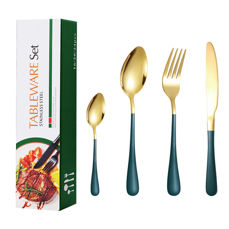 Conjunto de 20 piezas de oro verde oscuro (caja verde)