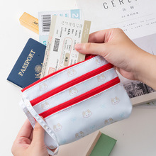 新款小猫咪证件包多层大容量撞色收纳包百元零钱包户口本护照卡包