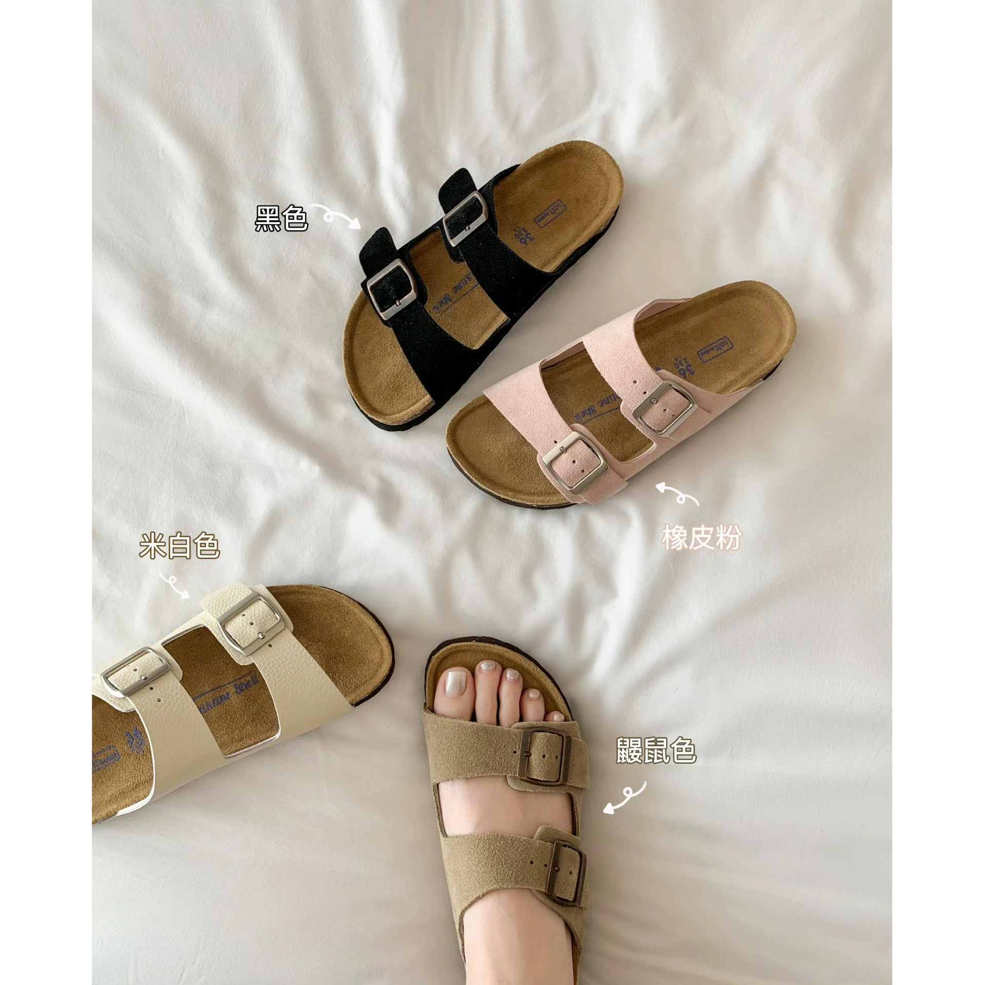 [Прямые продажи с фабрики] Популярные женские туфли Birkenstock из натуральной кожи на толстой подошве из пробковой кожи, мужские сандалии и тапочки Birkenstock большого размера для лета.