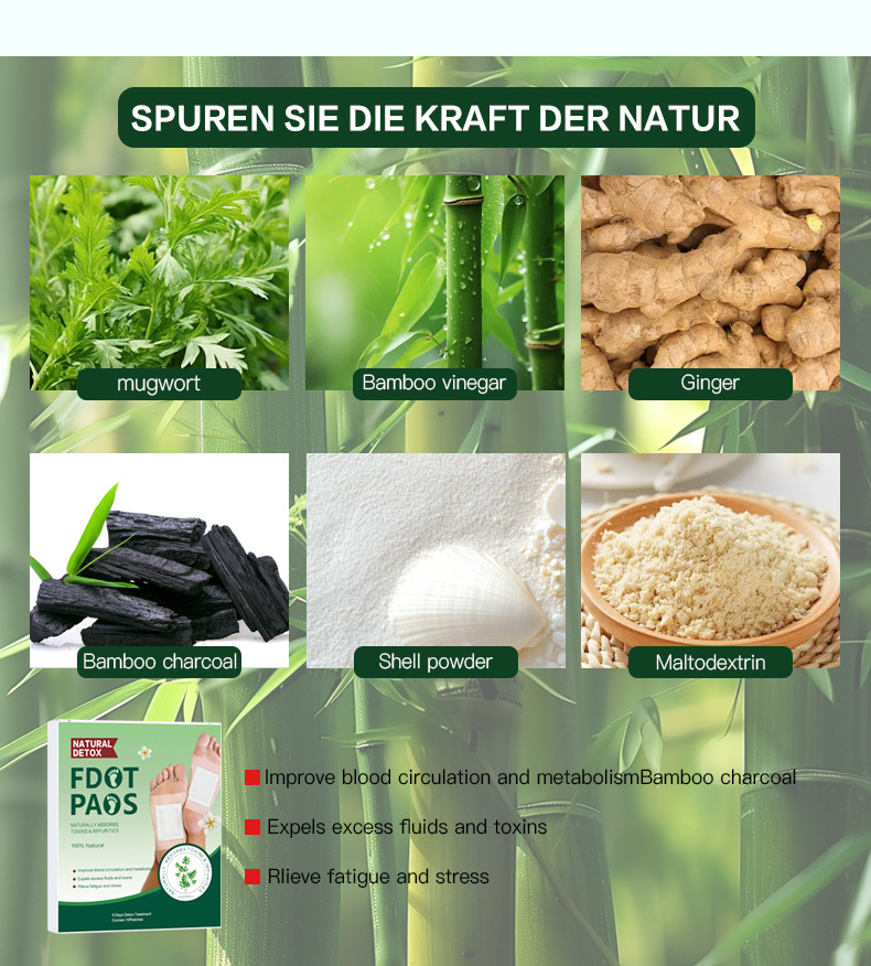 Herbal Foot Patch 10 Patches Per Box Deep Green Box Daily Foot Care quality and texture