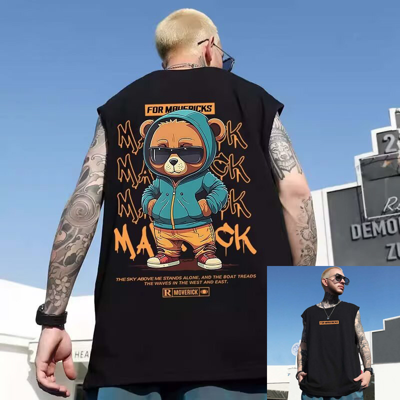 B5 Explosions Round Neck Sleeveless T Vest Casual Fashion Clothes Men's Base Shirt Couple's All-match Top Summer Men's Wear