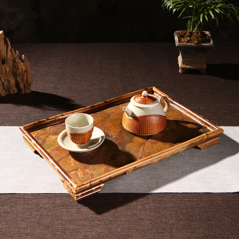 Hecho a mano gran pintura Yunfei roca oblicua pie burbuja seca bandeja de té Buda vientre cuadrado olla estante