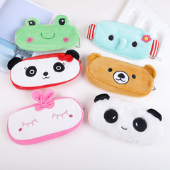 Korean creative plush stationery bag for men and women, cute large-capacity pencil bag for elementary school students, junior high school birthday gift pencil box