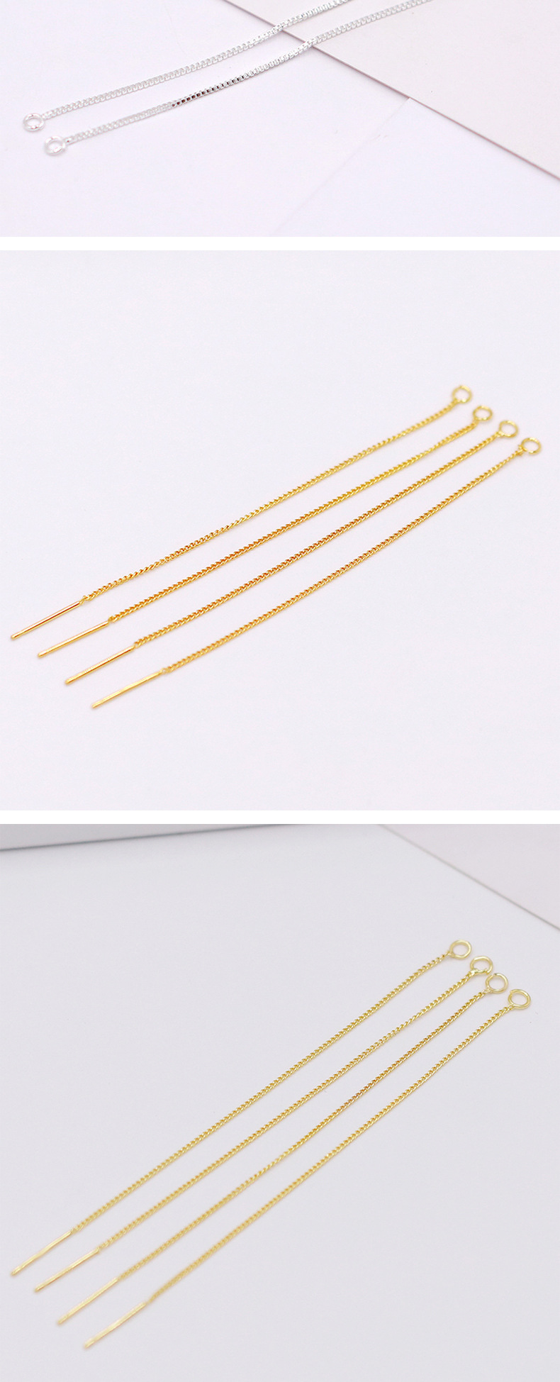 Mode Quaste Piercing Kette Kupfer 18k Gold-überzogene Verdrehte Kette Ohrring Zubehör display picture 3