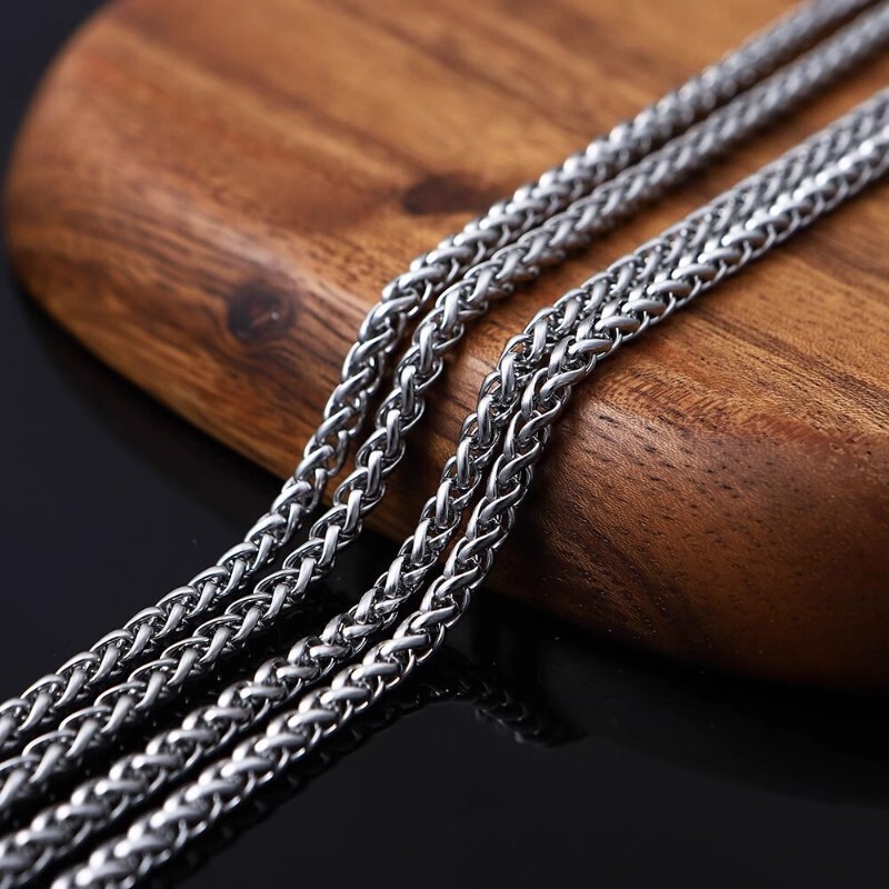 European and American Cross-Border Retro Stainless Steel Necklace Men's Bare Chain Titanium Steel Flower Basket Chain 3mm Keel Chain DIY Chain European and American Cross-Border Retro Stainless Steel Necklace Men's Bare Chain Titanium Steel Flower Basket Chain 3mm Keel Chain DIY Chain