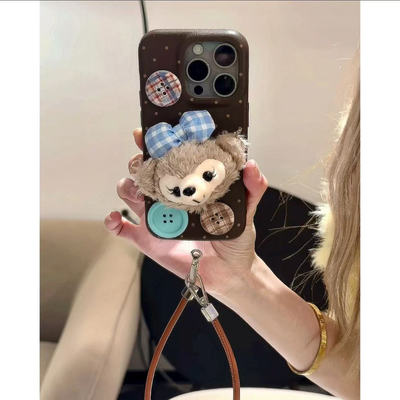 Niña ins felpa muñeca oso para iphone15 cuerda de mano 16ProMax Apple 14/13 funda para teléfono móvil 16