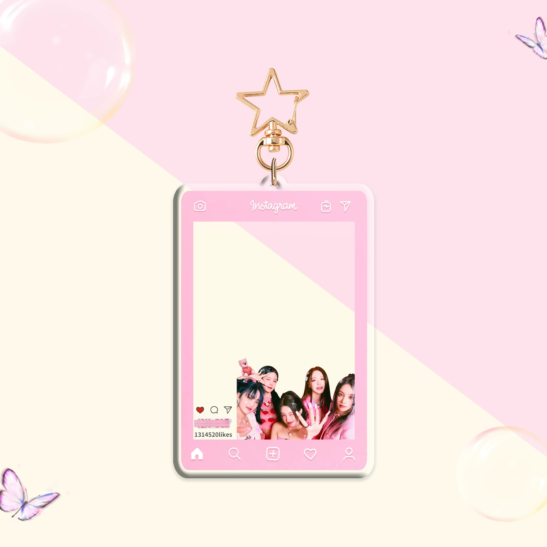 Светло-розоваяInk StrayKids (G) I-DLE акриловый брелок с фоторамкой INS звезда вокруг