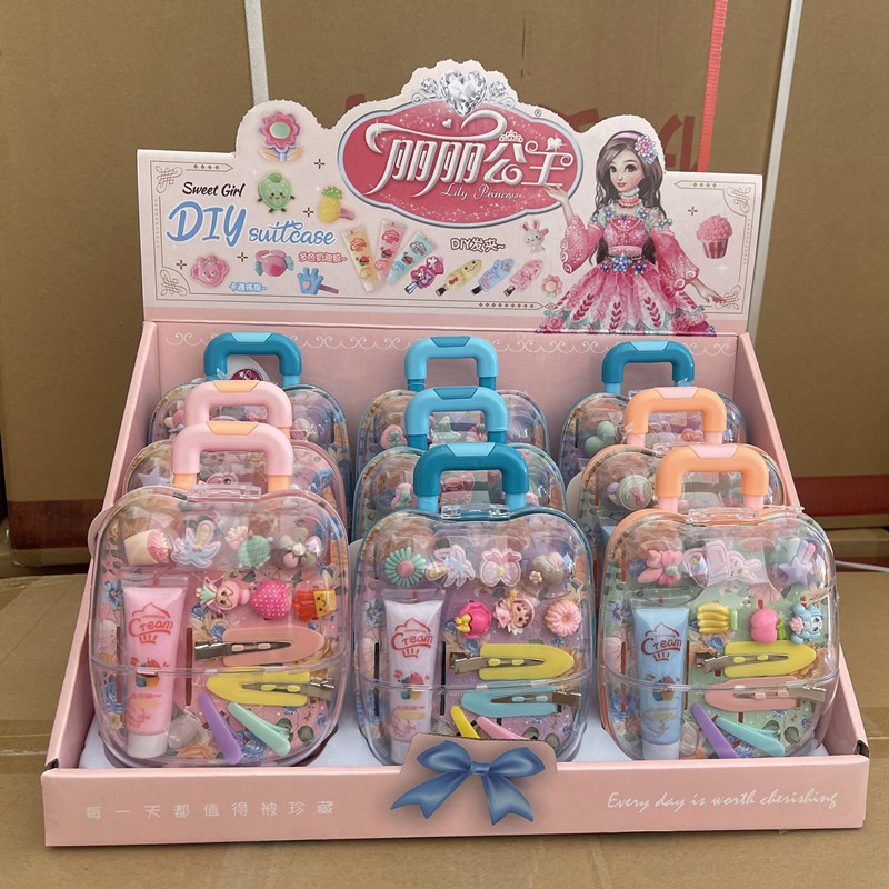 震え音新商品女の子お姫様アクセサリー箱キャリーケースままごと玩具シミュレーションヘアクリップ百宝箱子供玩具|undefined