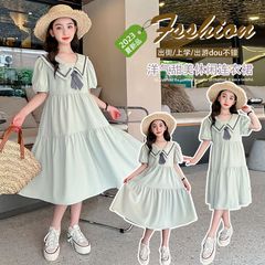 Girls' Dress 2023 Summer New Middle Child Summer Outfit College Style Casual Trendy Long Dress