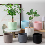 简约花盆仿陶瓷亚光绿萝蝴蝶兰多肉小花盆创意家用桌面盆塑料花盆