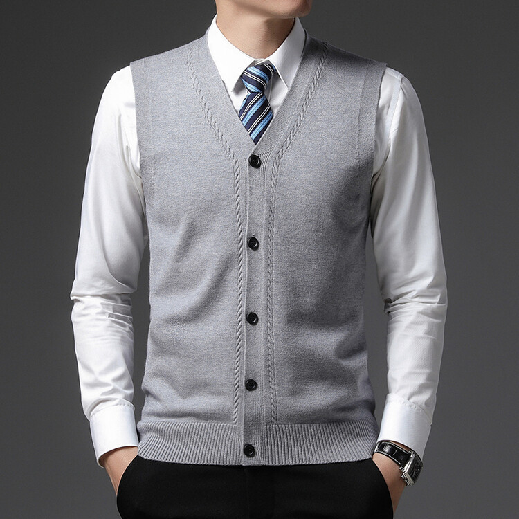 Autumn and Winter New Super Anti-Pilling Four-Level Gold Velvet Vest Middle-Aged and Elderly Men's Sleeveless Vest Knitwear Top Autumn and Winter New Super Anti-Pilling Four-Level Gold Velvet Vest Middle-Aged and Elderly Men's Sleeveless Vest Knitwear Top