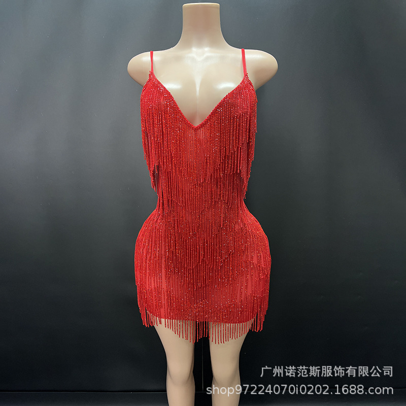 New Sexy Red Tassel Strap Elegant Short Cocktail Party Evening Dress Birthday Light Luxury Dress New Sexy Red Tassel Strap Elegant Short Cocktail Party Evening Dress Birthday Light Luxury Dress