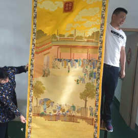 手工非遗博物馆收藏云锦金榜题名题材织锦缎刺绣装修画