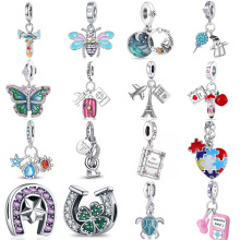 2025潘家多拉新款合金时尚海星铅笔海龟蝴蝶吊饰串珠手链diy饰品