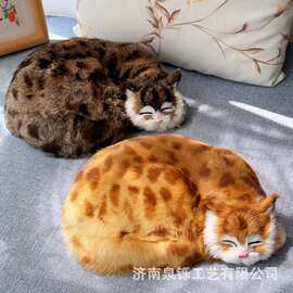 跨境批发仿真睡猫大号皮毛工艺品仿真猫静态模型礼品摆 睡觉猫咪