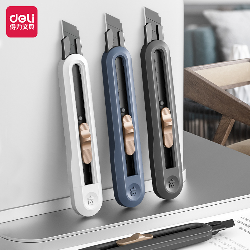 Deli Ns062 New Sai Large Utility Knife Office Paper Knife Box Opener Tool Knife Anti-Stick Black Blade