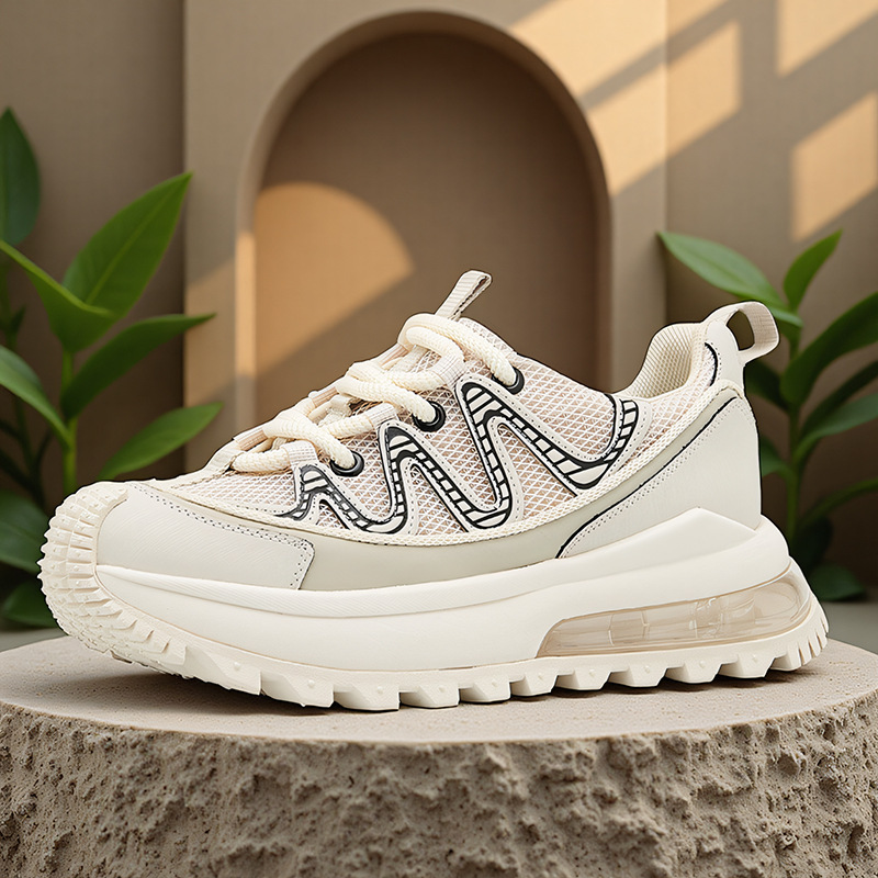 2026 Spring/Summer Niche Retro Thick-Soled Dad Shoes for Men, Air-Cushioned Height-Increasing Versatile Sneakers, White Trendy Casual Shoes 2026 Spring/Summer Niche Retro Thick-Soled Dad Shoes for Men, Air-Cushioned Height-Increasing Versatile Sneakers, White Trendy Casual Shoes