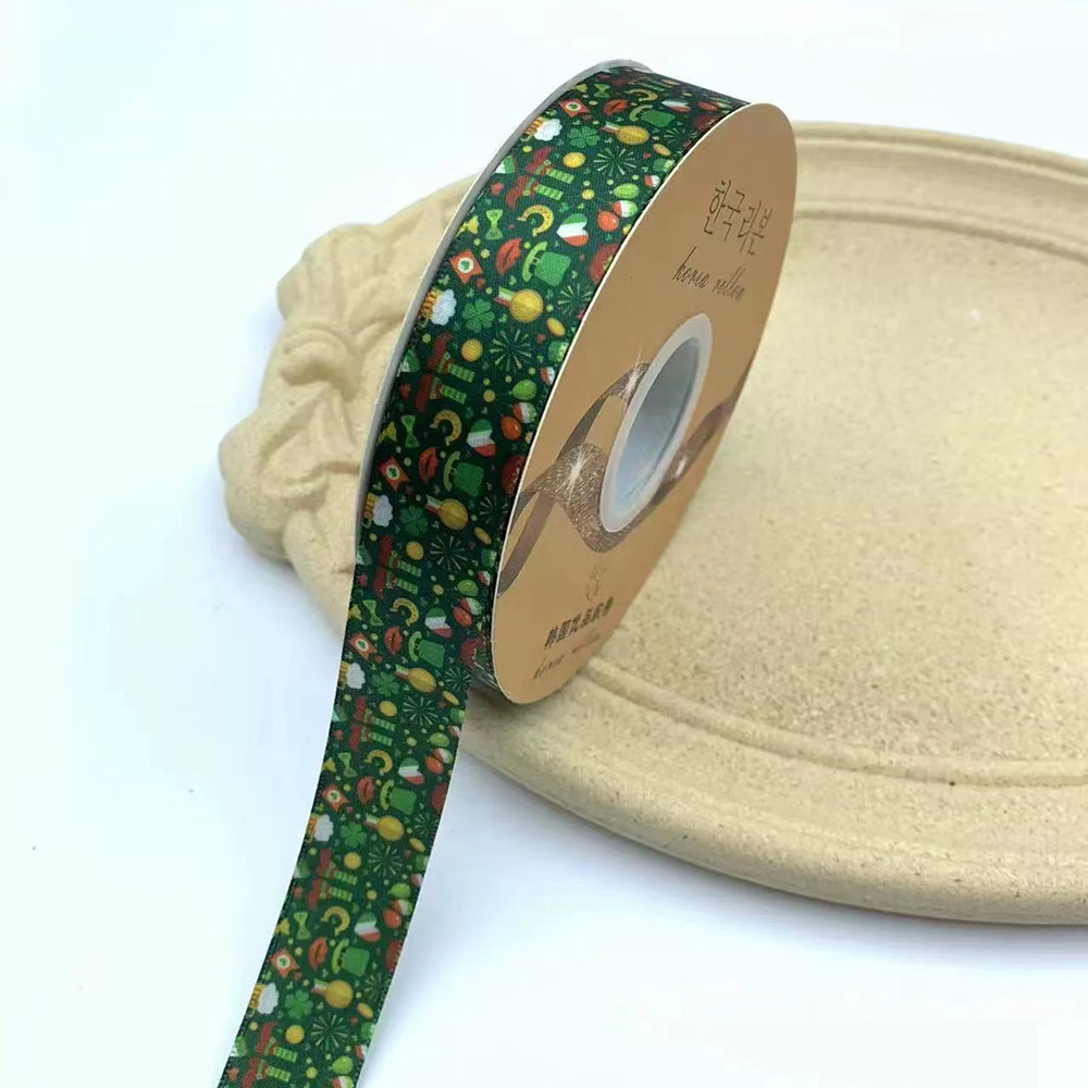 2. 5cm nueva cinta Mori verde cinta de impresión digital trébol de cuatro hojas Cinta de transferencia térmica caja de regalo en stock lotes