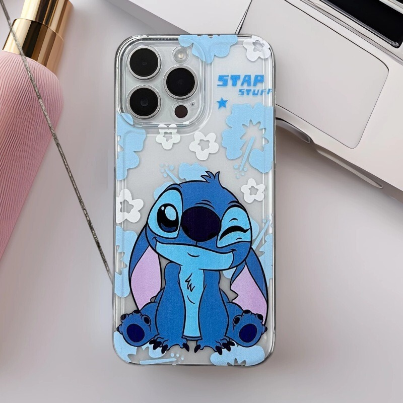 Blue Flower Stitch Phone Case Suitable for Apple 17 Pro Max, 16 Plus, Cross-Border 15 Space Case, 14 Transparent, 13 Popular