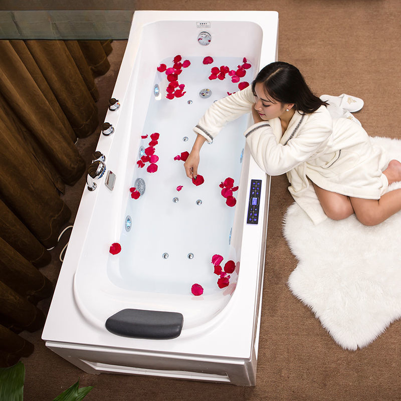 Thickened Freestanding Acrylic Bathtub with Double Skirts, Constant Temperature Heating, Surf Massage Bath, Simple Bathtub, Free Shipping