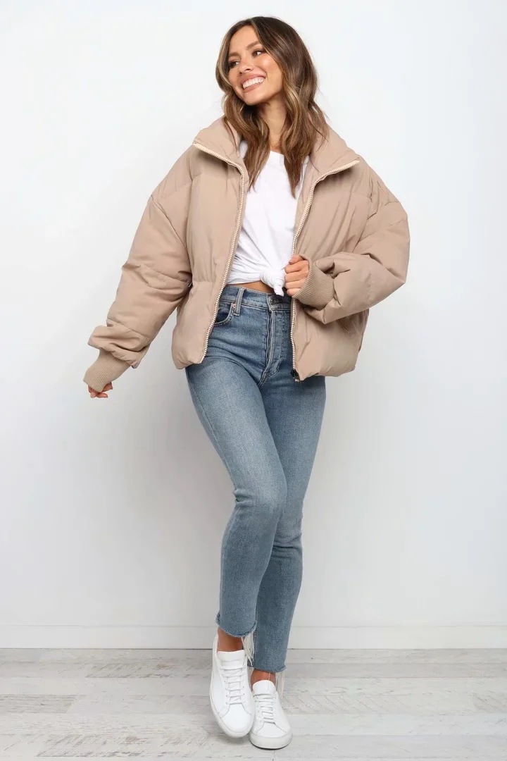 2024 Winter New Women's European Fashion Loose Slimming Warm Puffer Short Lazy Style Down Cotton Jacket_ecoleips.com