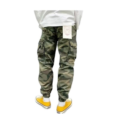 Camouflage pants for men, American retro casual cool stylish multi-pocket outdoor work pants for men, loose and wear-resistant harem ankle pants