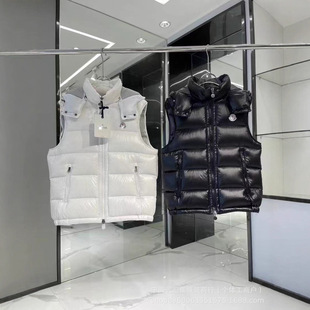 Foreign Trade Mengjia Hooded Maya down Vest White Duck down Unisex Sleeveless Shiny Thickened down Short Jacket