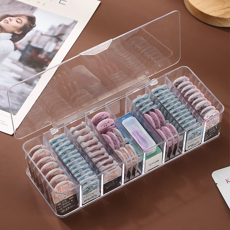 Transparent Box with Lid for Contact Lenses, Dust-Proof, Large-Capacity, Multi-Day Compartment Storage Box, Storage Rack