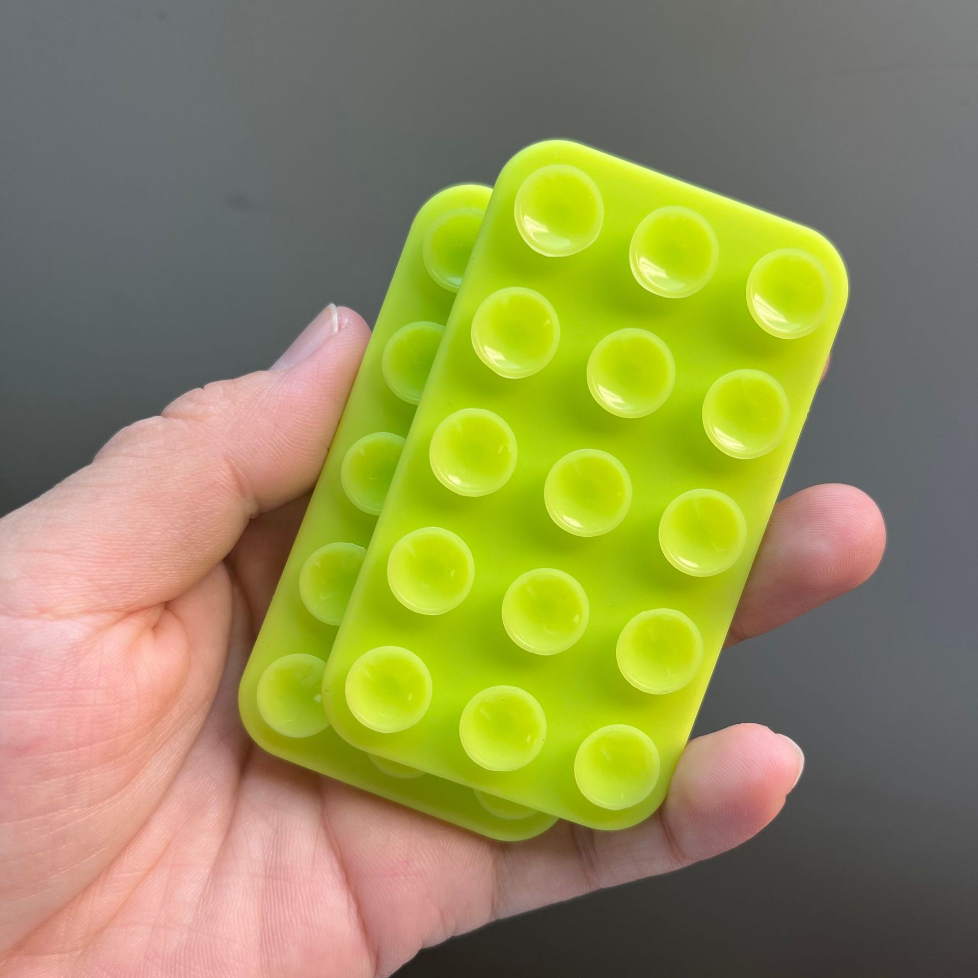 잔디 녹색 양면 실리콘 흡입 컵