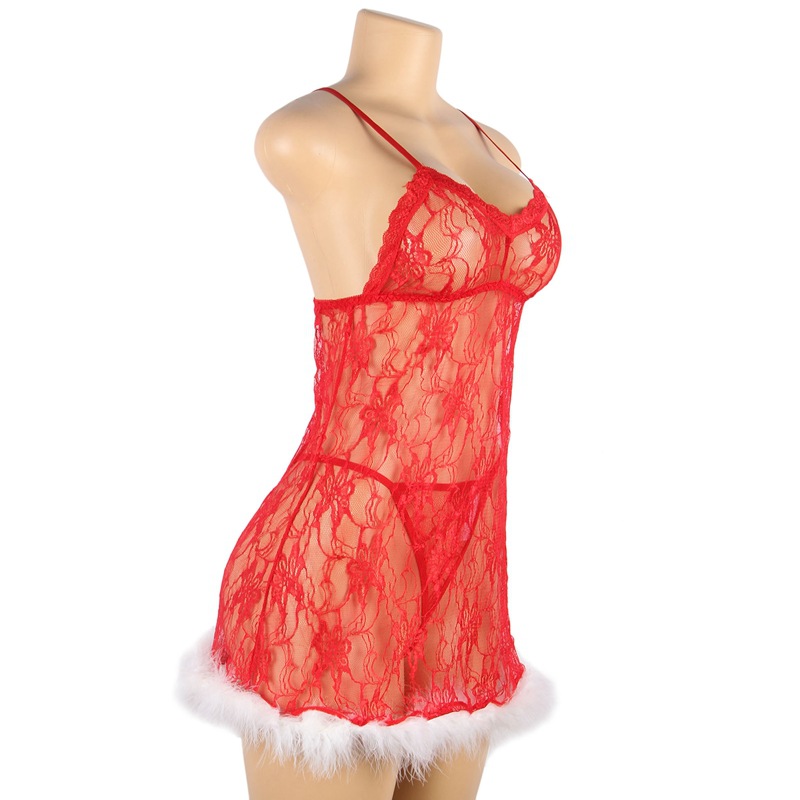 Comercio exterior caliente rojo Navidad uniforme traje europeo y americano sexy Lencería caliente tentación encaje Correa camisón