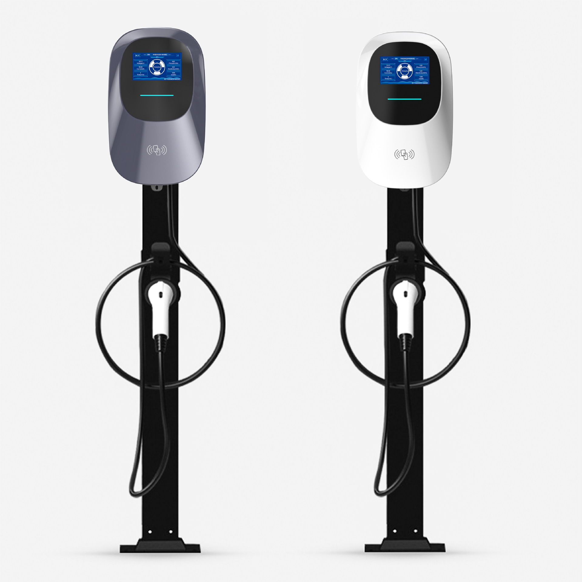 New Charger European Standard Type2 Wall-Mounted Home and Commercial Charging Pile 4.3inch Display Screen Can Schedule Charging