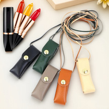 PU皮挂脖款式口红唇膏皮套 便携式防狼喷雾器套服装配饰挂件