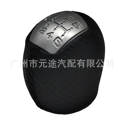 Cab and accessories: knob shift head shift - sk-iveco-02-punched-black-leather-matte-silver-cover-r6-speed-single-head