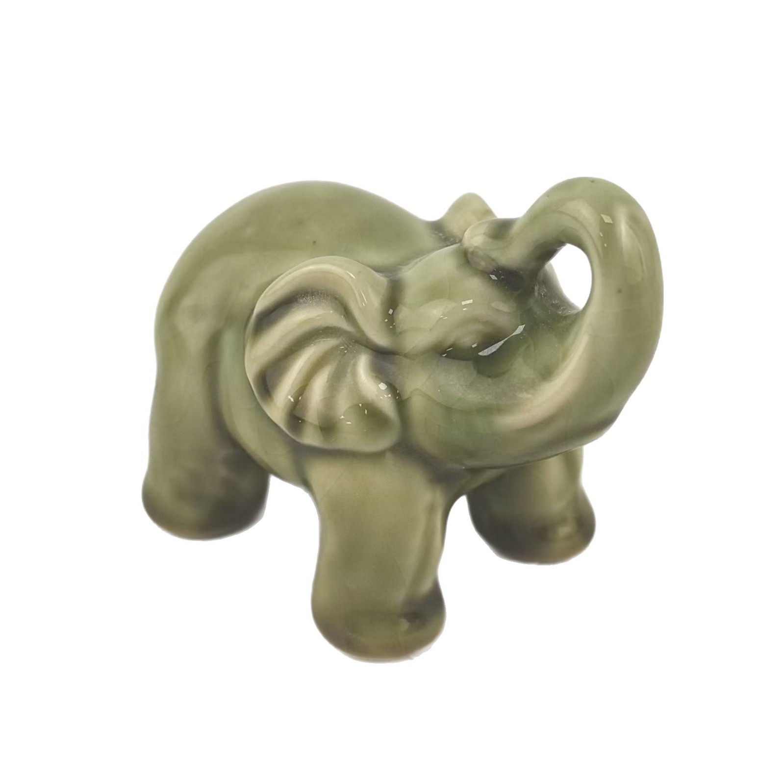 Mini elefante de cerámica, adornos de nicho de escritorio, elefantes seguros y deseables, exquisitos adornos de mesa de café para mascotas de té de escritorio