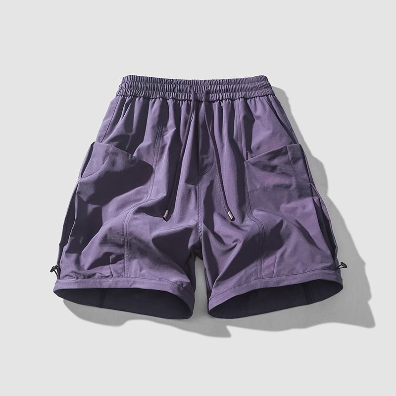 American-Style Bombshell Pleated Cargo Shorts for Men, Summer Outdoor Sports Casual Pants, High Street Straight Five-Point Shorts