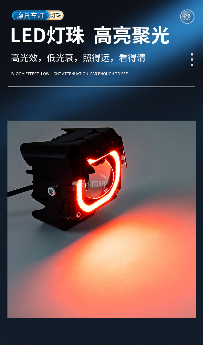 LED Spotlight Laser Gun Headlight 12V-80V Motorcycle Electric Vehicle
