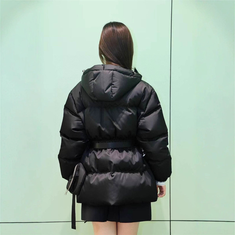 2025秋季新款南油pra简约百搭显瘦甜美少女风连帽腰包收腰羽绒服|undefined