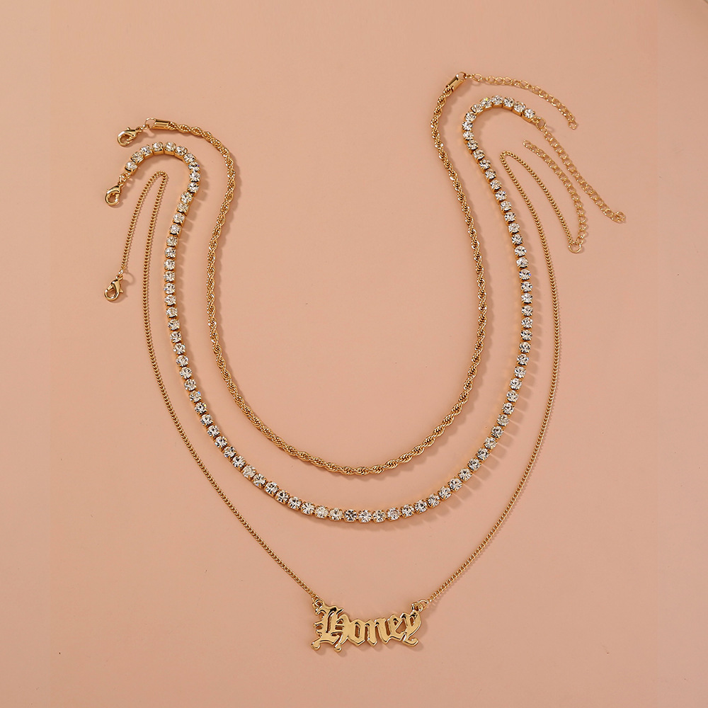 Mode Twist Chain Strass Legierung Halskette Großhandel display picture 1