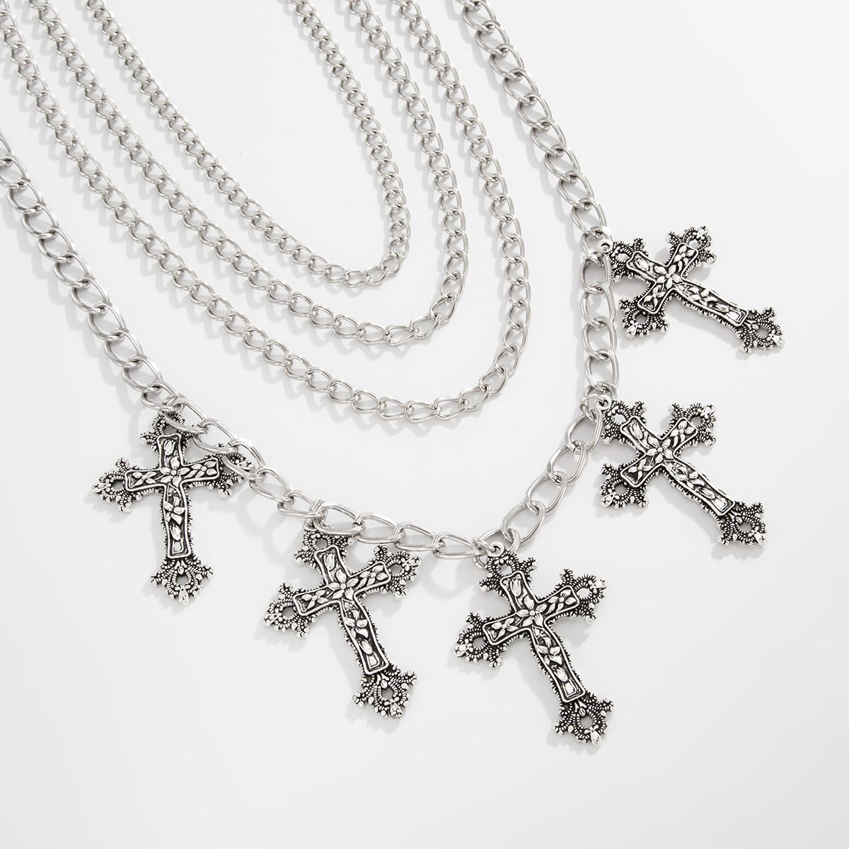 54g Weight Iron Pendant Material Layered Necklaces Classification Iron Chain Material 1 Piece Quantity Weekend Occasion Iron, Zinc alloy Material Cross Pattern Women's Gender Simple Style, Classic Style Style Dark Punk Cross Pendant Necklace Set For Women Exaggerated Stacking Cool Sweet Clavicle Chain Jewelry Geometric Pattern Alloy Zinc 48