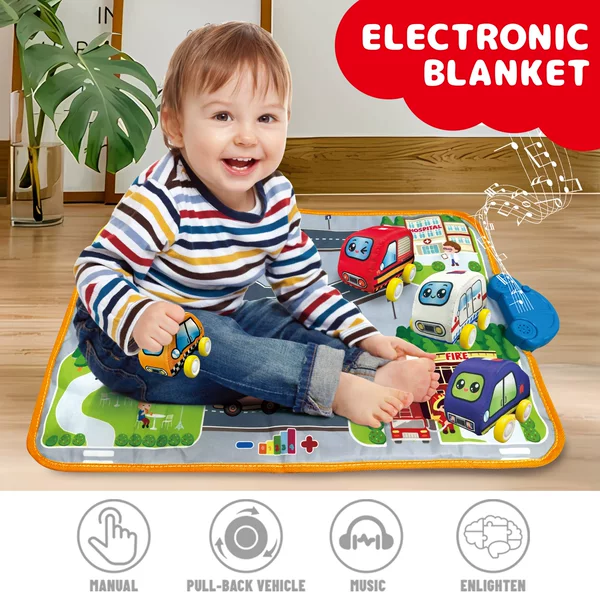 Cross-border clothing for fabric pull back car baby carry-on educational scene traffic map music point reading blanket storage bag